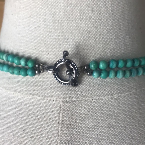 Gale Self designer hallmarked sterling silver turquoise bead choker necklace - Picture 4 of 9